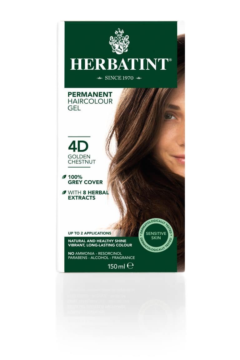 Matu krāsa Herbatint 4D Golden Chestnut /Zeltaini kastaņbrūna, matu krāsa bez amonjaka, Matu krāsa sirmiem matiem