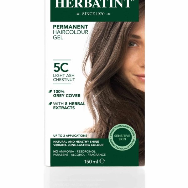 Matu krāsa Herbatint 5C Light ash chestnut / Gaišpelēki kastaņbrūna , matu krāsa bez amonjaka, Matu krāsa sirmiem matiem