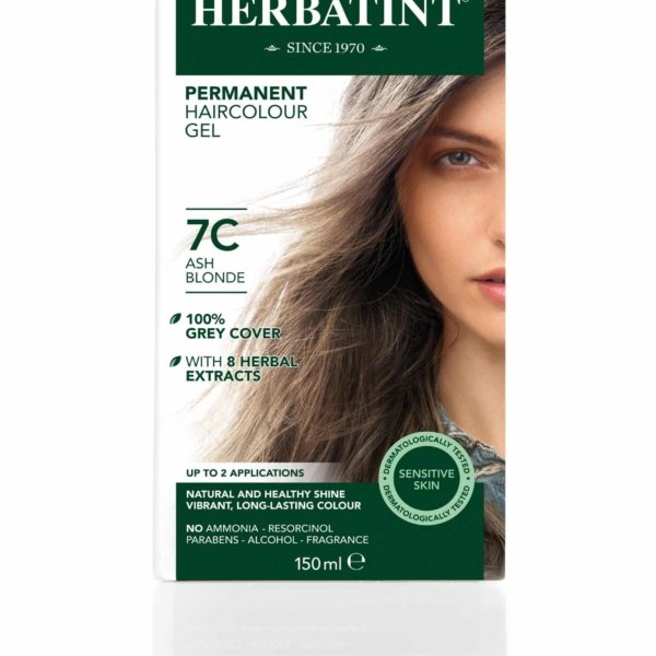 Matu krāsa Herbatint 7C Ash blonde / Pelēkblonda matu krāsa bez amonjaka, Matu krāsa sirmiem matiem