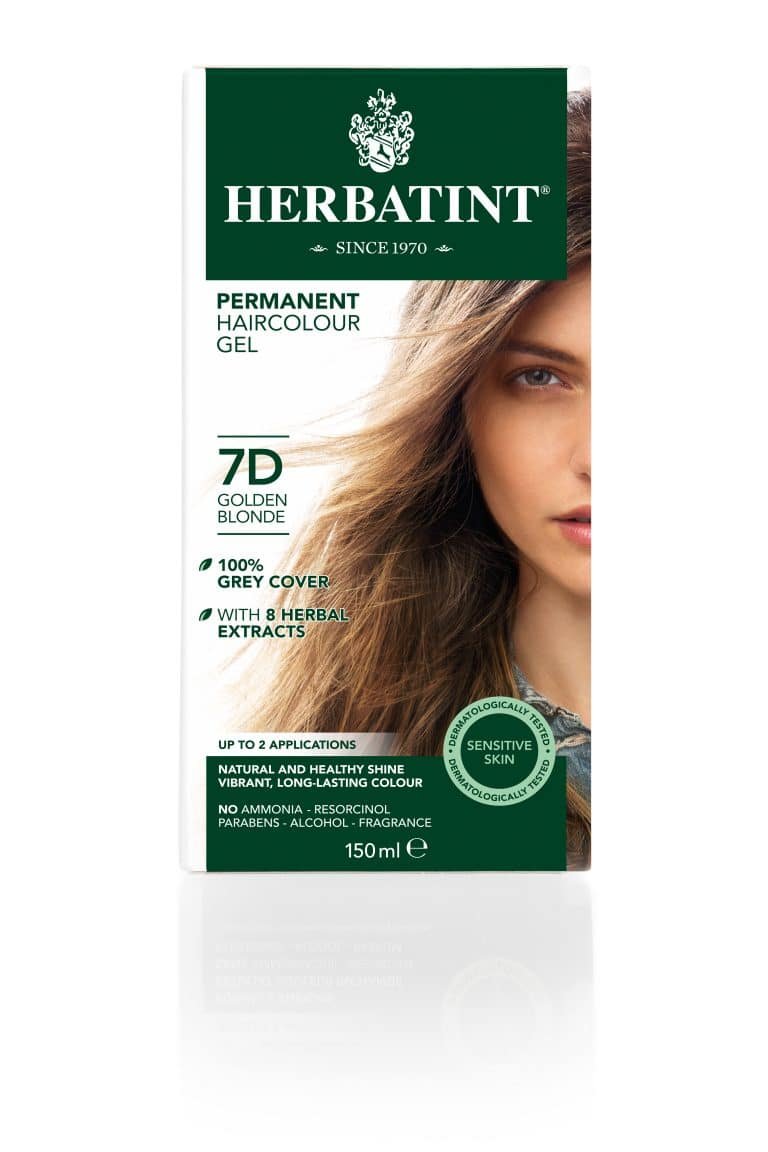 Matu krāsa Herbatint 7D Golden blonde / Zeltaini blonda matu krāsa bez amonjaka, Matu krāsa sirmiem matiem