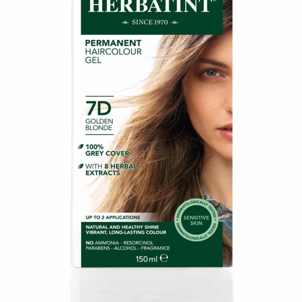Matu krāsa Herbatint 7D Golden blonde / Zeltaini blonda matu krāsa bez amonjaka, Matu krāsa sirmiem matiem