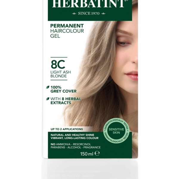 Matu krāsa Herbatint 8C Light ash blonde / Gaiši pelēkblonda matu krāsa bez amonjaka, Matu krāsa sirmiem matiem