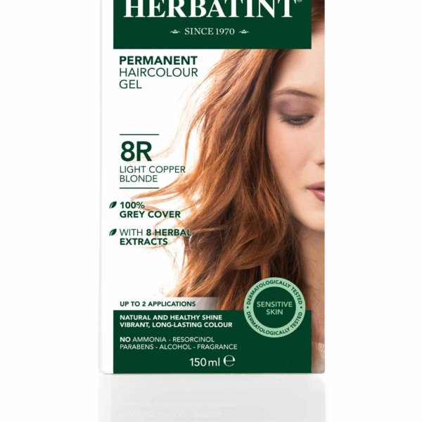 Matu krāsa Herbatint 8R Light copper blonde / Gaiši sarkanīgi blonda matu krāsa bez amonjaka, Matu krāsa sirmiem matiem