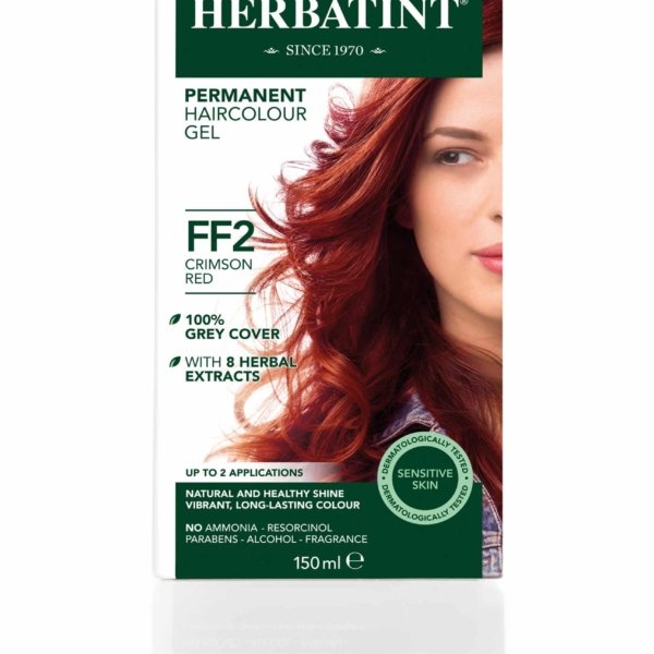 Matu krāsa Herbatint FF2 Crimson red / Aveņu sarkana matu krāsa bez amonjaka, Matu krāsa sirmiem matiem