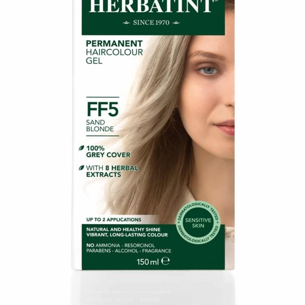 Matu krāsa Herbatint FF5 Sand blonde / Smilšu blonda Īslaicīga efekta matu krāsa Herbatint, matu krāsa bērniem, tonējoša matu krāsa