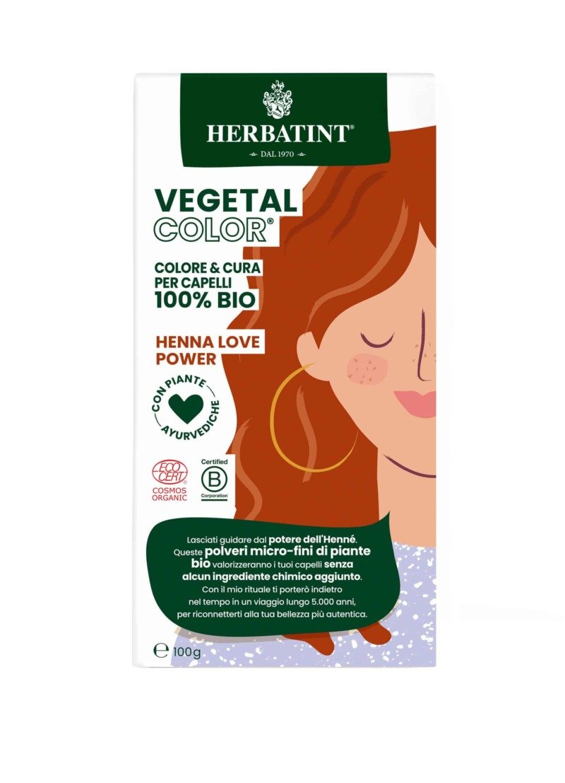 Īslaicīga efekta matu krāsa Herbatint, ruda Vegetal Color - Henna love power / Ruda 100 g. , Īslaicīga efekta matu krāsa Herbatint, matu krāsa bērniem, tonējoša matu krāsa