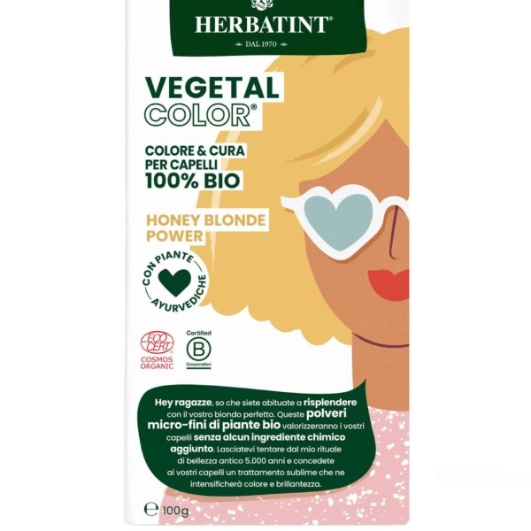 Vegetal Color - Honey blond power / Medus blonda 100 g. Īslaicīga efekta matu krāsa Herbatint, matu krāsa bērniem, tonējoša matu krāsa